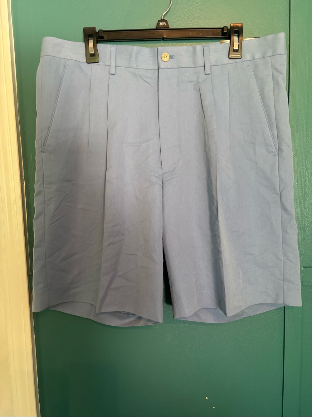 NWT Alan Flusser Light Blue Pleated Front Men's Golf Shorts Size 36W